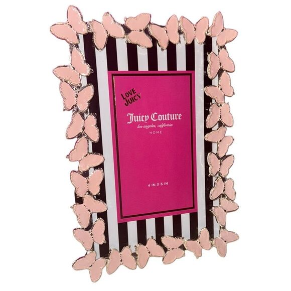 Juicy Couture Home Pink & Silver Butterfly Tabletop Photo Picture Frame 4โ x 6โ - Picture 1 of 7